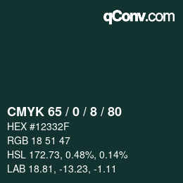 カラーコード: CMYK 65 / 0 / 8 / 80 | qconv.com
