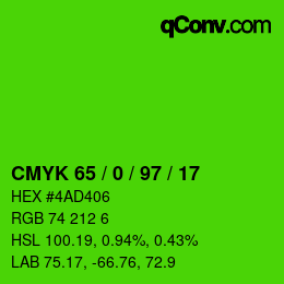 Color code: CMYK 65 / 0 / 97 / 17 | qconv.com