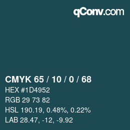 カラーコード: CMYK 65 / 10 / 0 / 68 | qconv.com