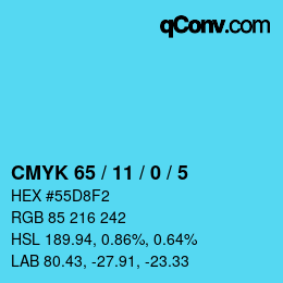 カラーコード: CMYK 65 / 11 / 0 / 5 | qconv.com