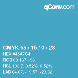 颜色代码: CMYK 65 / 15 / 0 / 23 | qconv.com