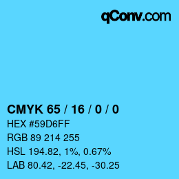 Color code: CMYK 65 / 16 / 0 / 0 | qconv.com