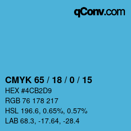 Color code: CMYK 65 / 18 / 0 / 15 | qconv.com