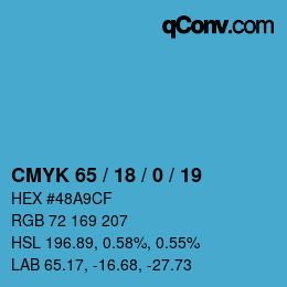 Color code: CMYK 65 / 18 / 0 / 19 | qconv.com