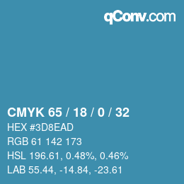 カラーコード: CMYK 65 / 18 / 0 / 32 | qconv.com