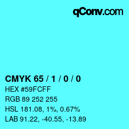 颜色代码: CMYK 65 / 1 / 0 / 0 | qconv.com