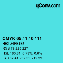 颜色代码: CMYK 65 / 1 / 0 / 11 | qconv.com