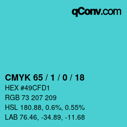 Color code: CMYK 65 / 1 / 0 / 18 | qconv.com