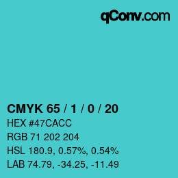 Color code: CMYK 65 / 1 / 0 / 20 | qconv.com