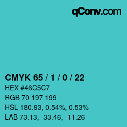 Color code: CMYK 65 / 1 / 0 / 22 | qconv.com