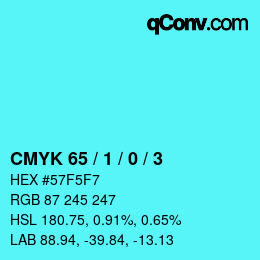カラーコード: CMYK 65 / 1 / 0 / 3 | qconv.com