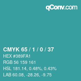 カラーコード: CMYK 65 / 1 / 0 / 37 | qconv.com