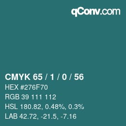 Farbcode: CMYK 65 / 1 / 0 / 56 | qconv.com