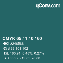 カラーコード: CMYK 65 / 1 / 0 / 60 | qconv.com