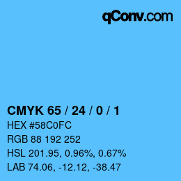 カラーコード: CMYK 65 / 24 / 0 / 1 | qconv.com