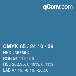 カラーコード: CMYK 65 / 24 / 0 / 39 | qconv.com