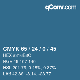 Color code: CMYK 65 / 24 / 0 / 45 | qconv.com