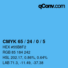 カラーコード: CMYK 65 / 24 / 0 / 5 | qconv.com
