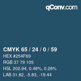 カラーコード: CMYK 65 / 24 / 0 / 59 | qconv.com