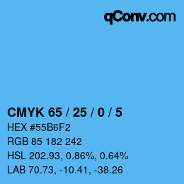 カラーコード: CMYK 65 / 25 / 0 / 5 | qconv.com