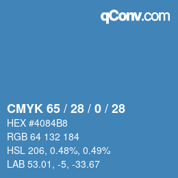 カラーコード: CMYK 65 / 28 / 0 / 28 | qconv.com