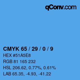 カラーコード: CMYK 65 / 29 / 0 / 9 | qconv.com