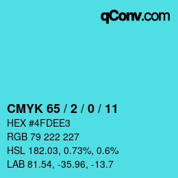Código de color: CMYK 65 / 2 / 0 / 11 | qconv.com