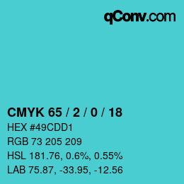 カラーコード: CMYK 65 / 2 / 0 / 18 | qconv.com