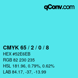 カラーコード: CMYK 65 / 2 / 0 / 8 | qconv.com