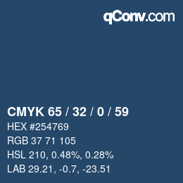 Color code: CMYK 65 / 32 / 0 / 59 | qconv.com