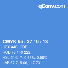 カラーコード: CMYK 65 / 37 / 0 / 13 | qconv.com