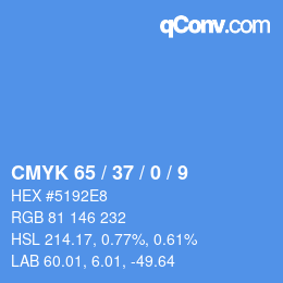 カラーコード: CMYK 65 / 37 / 0 / 9 | qconv.com