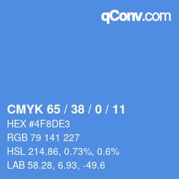 颜色代码: CMYK 65 / 38 / 0 / 11 | qconv.com