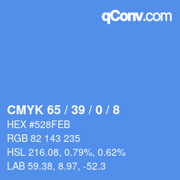 カラーコード: CMYK 65 / 39 / 0 / 8 | qconv.com