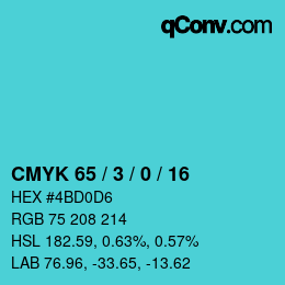 Color code: CMYK 65 / 3 / 0 / 16 | qconv.com