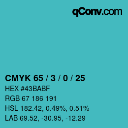 Color code: CMYK 65 / 3 / 0 / 25 | qconv.com
