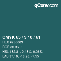 Color code: CMYK 65 / 3 / 0 / 61 | qconv.com