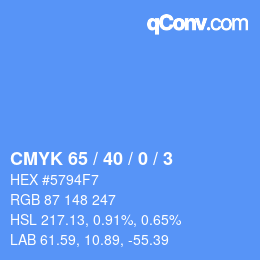 カラーコード: CMYK 65 / 40 / 0 / 3 | qconv.com