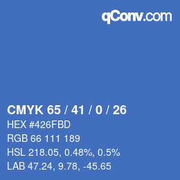カラーコード: CMYK 65 / 41 / 0 / 26 | qconv.com