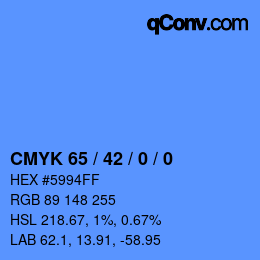 カラーコード: CMYK 65 / 42 / 0 / 0 | qconv.com