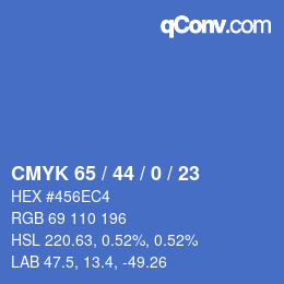 Color code: CMYK 65 / 44 / 0 / 23 | qconv.com
