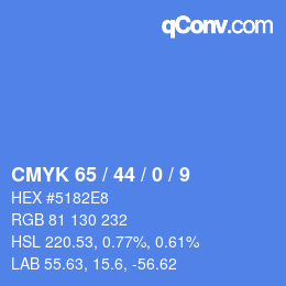 カラーコード: CMYK 65 / 44 / 0 / 9 | qconv.com