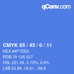 颜色代码: CMYK 65 / 45 / 0 / 11 | qconv.com