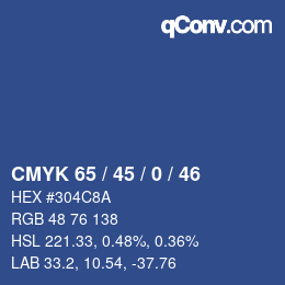 カラーコード: CMYK 65 / 45 / 0 / 46 | qconv.com