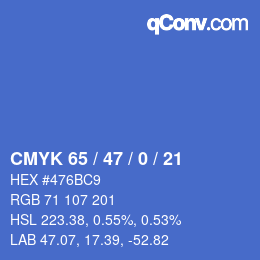 颜色代码: CMYK 65 / 47 / 0 / 21 | qconv.com