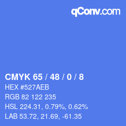 颜色代码: CMYK 65 / 48 / 0 / 8 | qconv.com