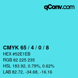 カラーコード: CMYK 65 / 4 / 0 / 8 | qconv.com