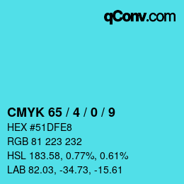 カラーコード: CMYK 65 / 4 / 0 / 9 | qconv.com
