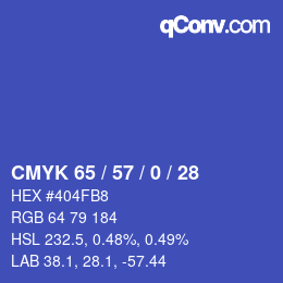 カラーコード: CMYK 65 / 57 / 0 / 28 | qconv.com