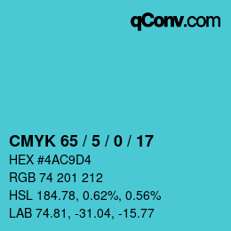 カラーコード: CMYK 65 / 5 / 0 / 17 | qconv.com